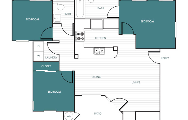 3 beds, 2 baths, 1,168 sqft, $2,760