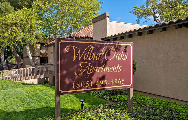 Welcoming Property Sign at Wilbur Oaks Apartments, California