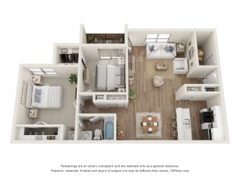 2 beds, 1 bath, 956 sqft, $1,083