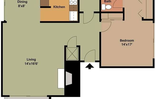 1 bed, 1 bath, 531 sqft, $1,600, Unit 140119
