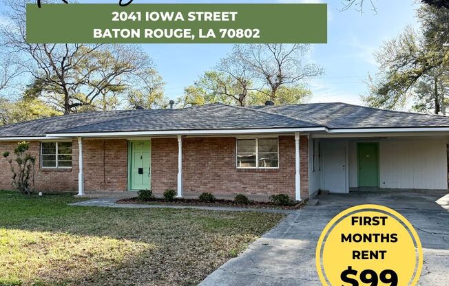 Charming 3 Bedroom 2 Bath House located in South Baton Rouge!!!