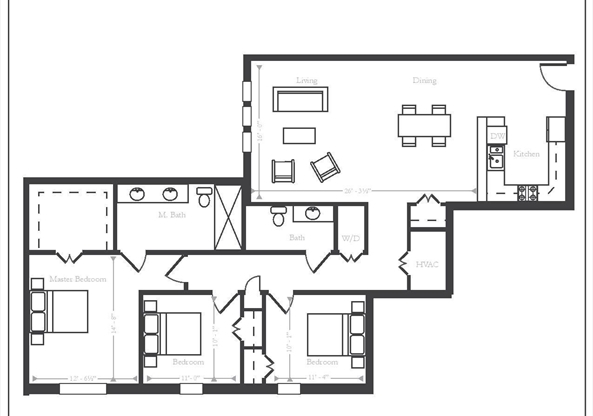 3 beds, 2 baths, 1,558 sqft, $6,050, Unit 28