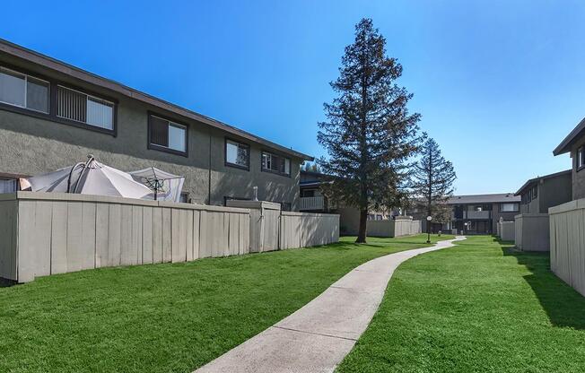 a large lawn in front of a building