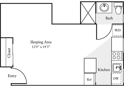Studio, 1 bath, 285 sqft, $2,277, Unit 402