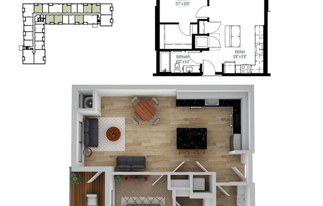 1 bed, 1 bath, 865 sqft, $1,724, Unit 522