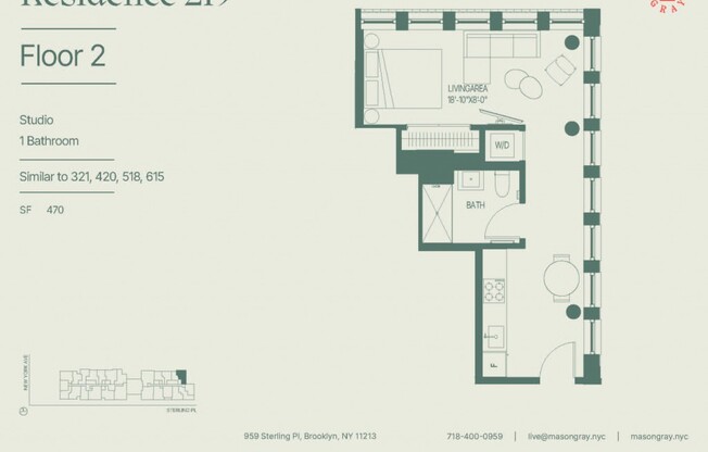 Studio, 1 bath, $2,931, Unit 518