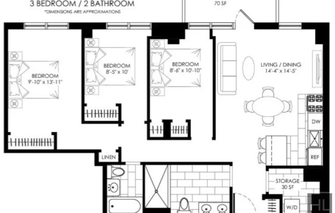 3 beds, 2 baths, 1,000 sqft, $7,295, Unit 11R