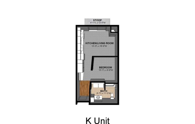 Studio, 1 bath, 567 sqft, $895