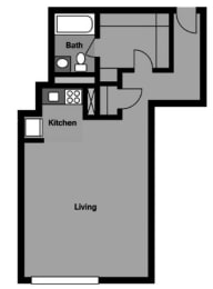 Studio, 1 bath, 547 sqft, $1,771