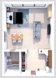 Studio, 1 bath, 400 sqft, $890