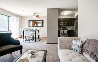 dining area with view to living room