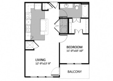 1 bed, 1 bath, 643 sqft, $1,370