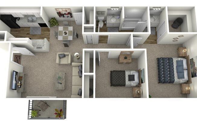 2 beds, 1 bath, 833 sqft, $849