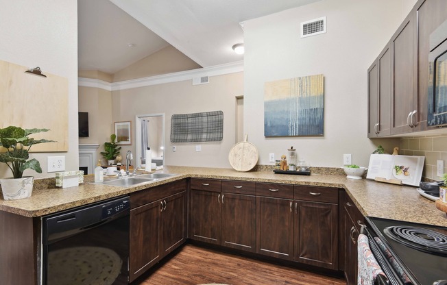 Open and spacious kitchens with ample countertop space.