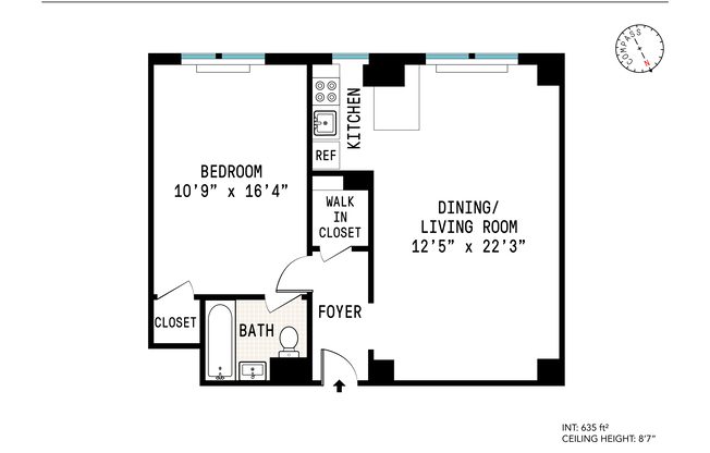 1 bed, 1 bath, $3,900, Unit 6C