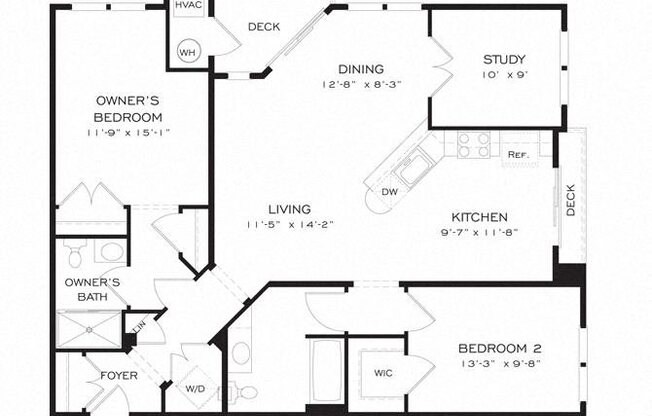 2 beds, 2 baths, 1,262 sqft, $2,950