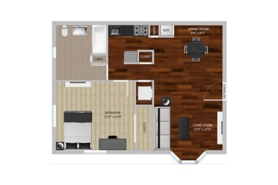 1 bed, 1 bath, 500 sqft, $963