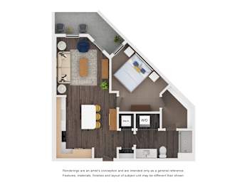 1 bed, 1 bath, 735 sqft, $1,743