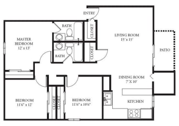 3 beds, 2 baths, 1,225 sqft, $1,480