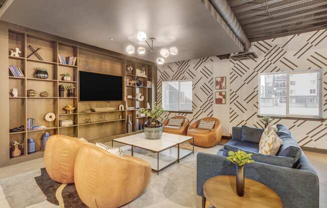 a living room with a couch and a tv