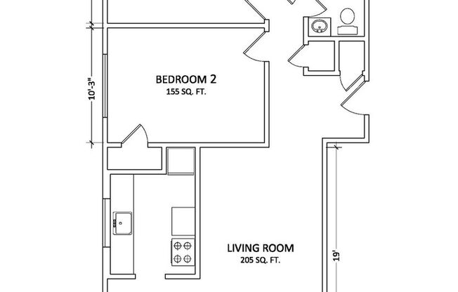 2 beds, 1 bath, 850 sqft, $3,550, Unit 304