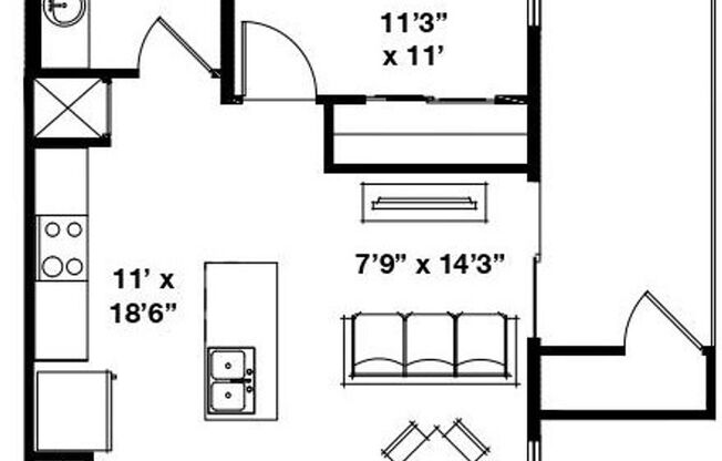 1 bed, 1 bath, 580 sqft, $1,300, Unit 331