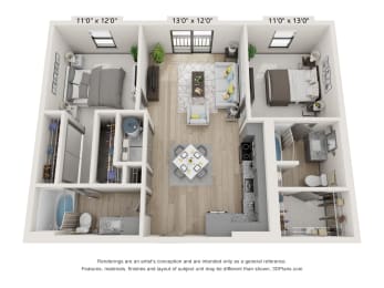 2 beds, 2 baths, 1,012 sqft, $2,310