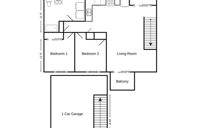 2 beds, 1 bath, 1,040 sqft, $1,395, Unit CH 1134-74