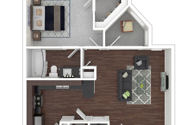 1 bed, 1 bath, 658 sqft, $1,305