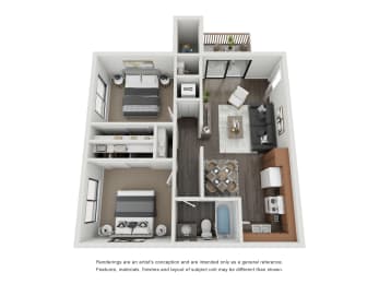 2 beds, 1 bath, 702 sqft, $1,199
