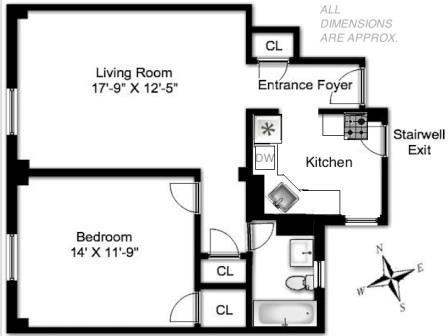 1 bed, 1 bath, $3,492, Unit 4-B