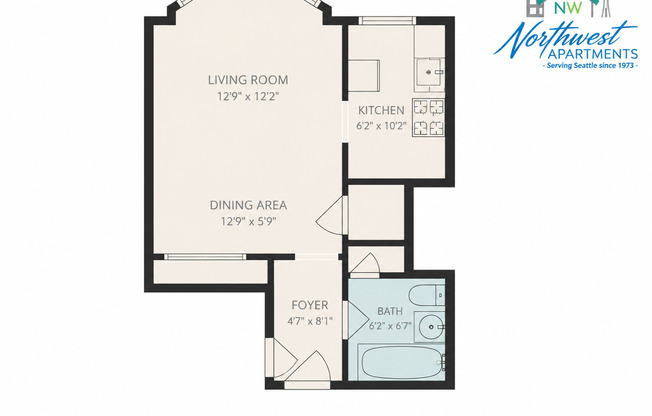 Studio, 1 bath, 450 sqft, $1,445, Unit 306