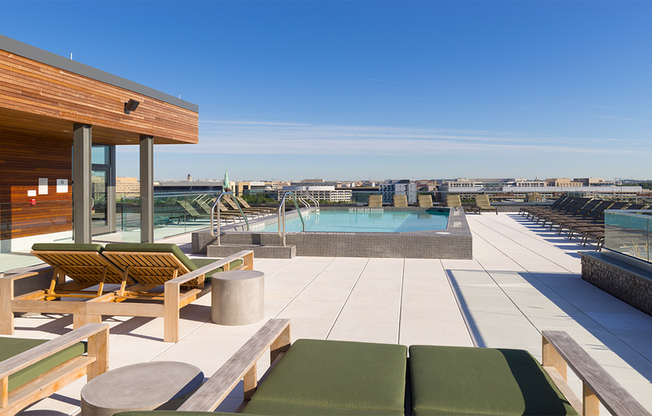 Lounge around on this rooftop social space