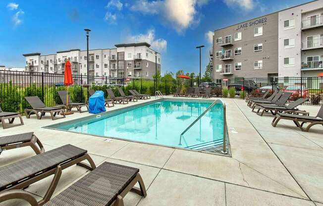 Pool With Sundecks at Lake Shore Apartments, Ankeny