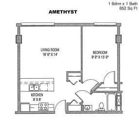 1 bed, 1 bath, 652 sqft, $1,416