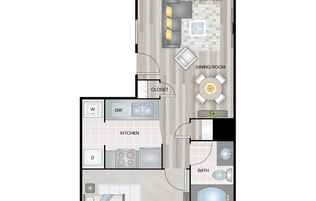 1 bed, 1 bath, 663 sqft, $1,120