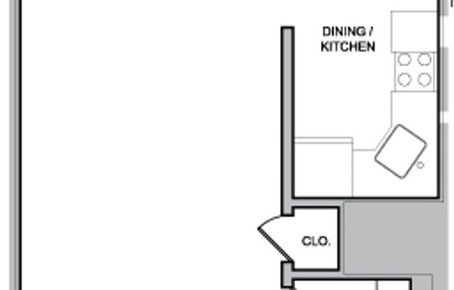 Studio, 1 bath, 475 sqft, $960, Unit Apt 206