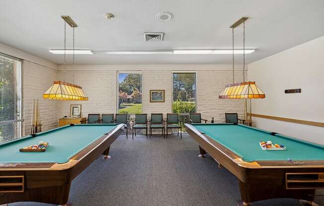 the preserve at ballantyne commons pool room with two pool tables