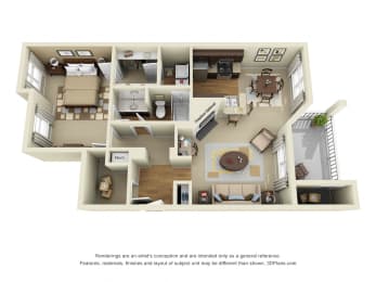 1 bed, 1 bath, 979 sqft, $1,374