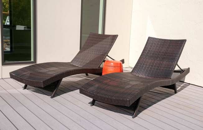 Lounge Chairs on Rooftop of Minneapolis, MN Apartment