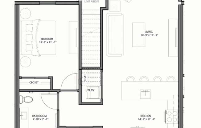 1 bed, 1 bath, 828 sqft, $1,700, Unit C110