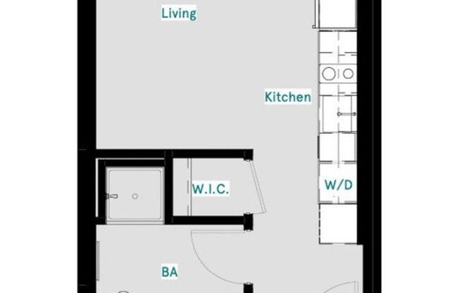 Studio, 1 bath, 388 sqft, $1,100, Unit 715