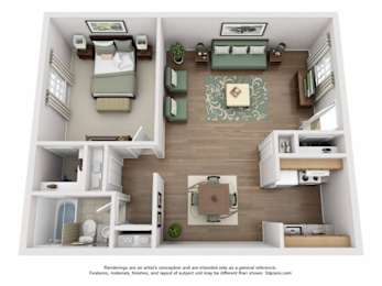 1 bed, 1 bath, 800 sqft, $964