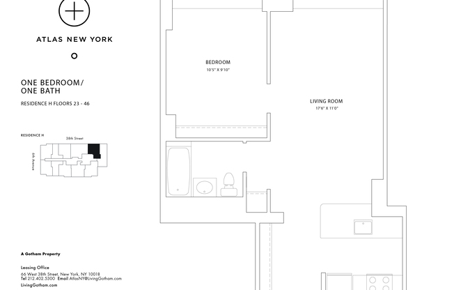 1 bed, 1 bath, $5,075, Unit 34H