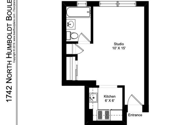 Studio, 1 bath, 328 sqft, $1,350, Unit 209