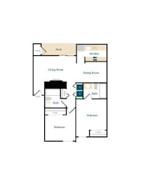 2 beds, 2 baths, 960 sqft, $1,740