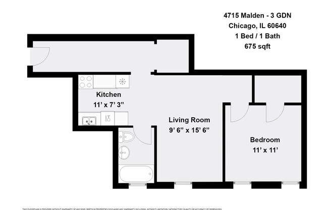 1 bed, 1 bath, 450 sqft, $1,625, Unit 4715-3 GDN