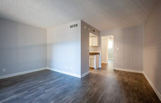Living Room and Dining Area in One Bedroom Unit at Radius Apartments