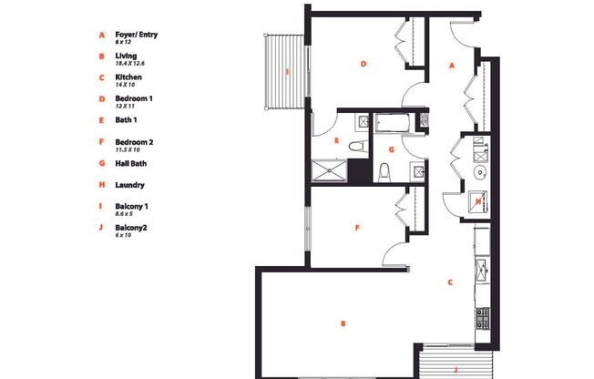 2 beds, 2 baths, 1,072 sqft, $3,995, Unit 204 ADA