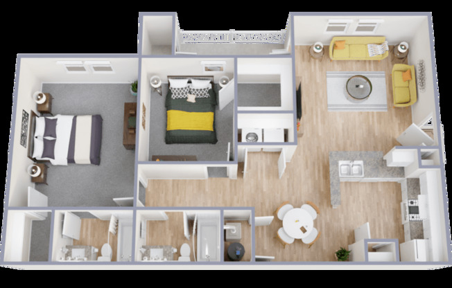 2 beds, 2 baths, 1,030 sqft, $1,625